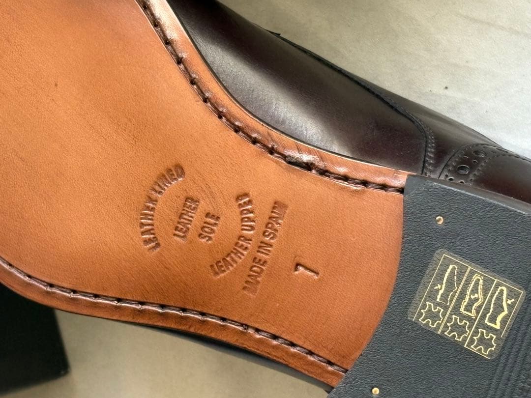 リピーター割 スペイン製 エスポワール ストレートチップ 7 濃茶 革底