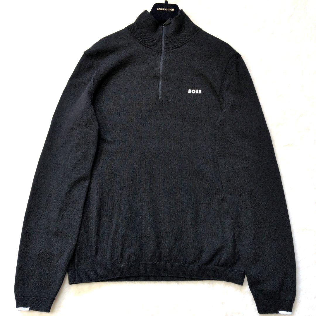HUGO BOSS ヒューゴボス クォーターハーフジップニット 黒 M 現行