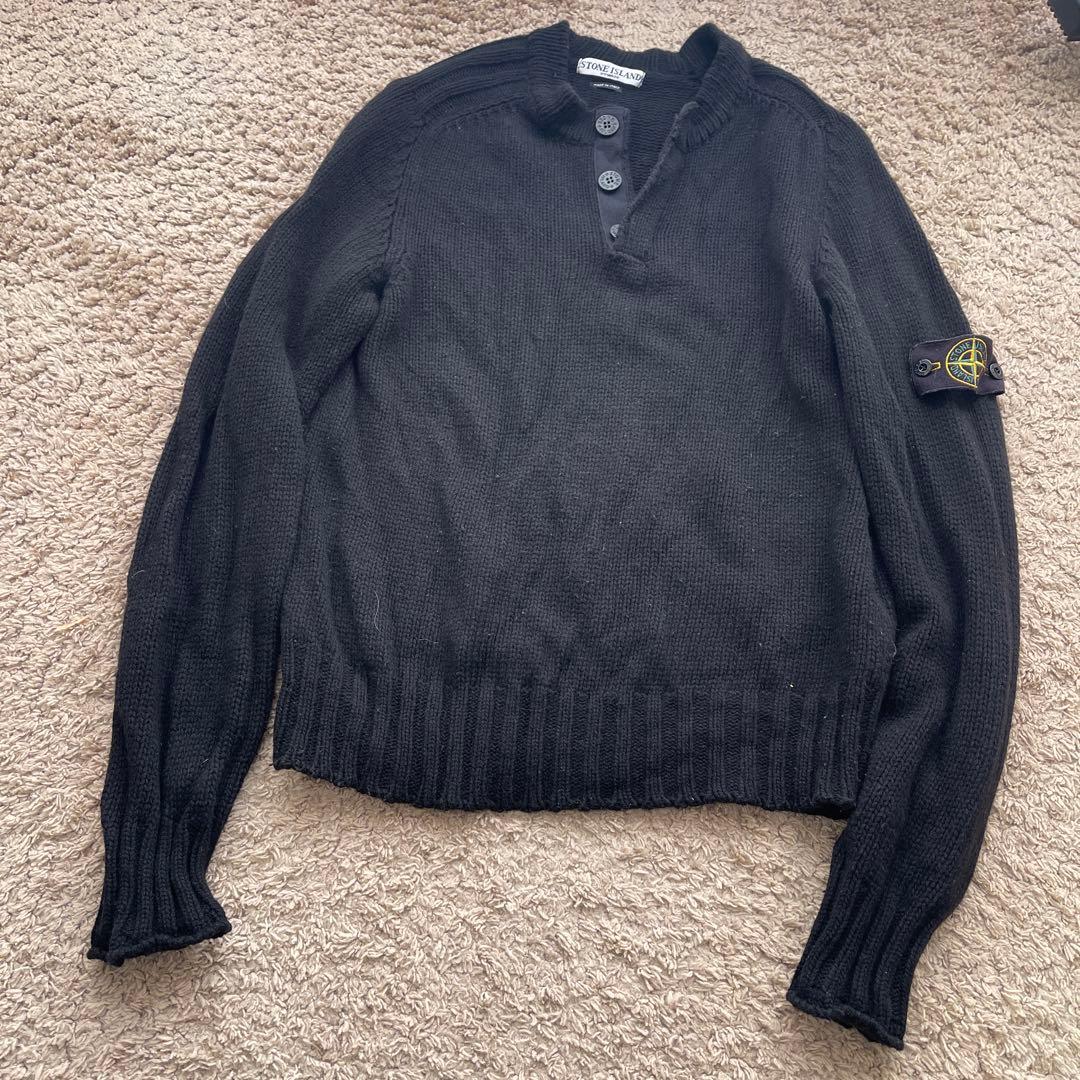STONE  ボタン付きニット ブラック