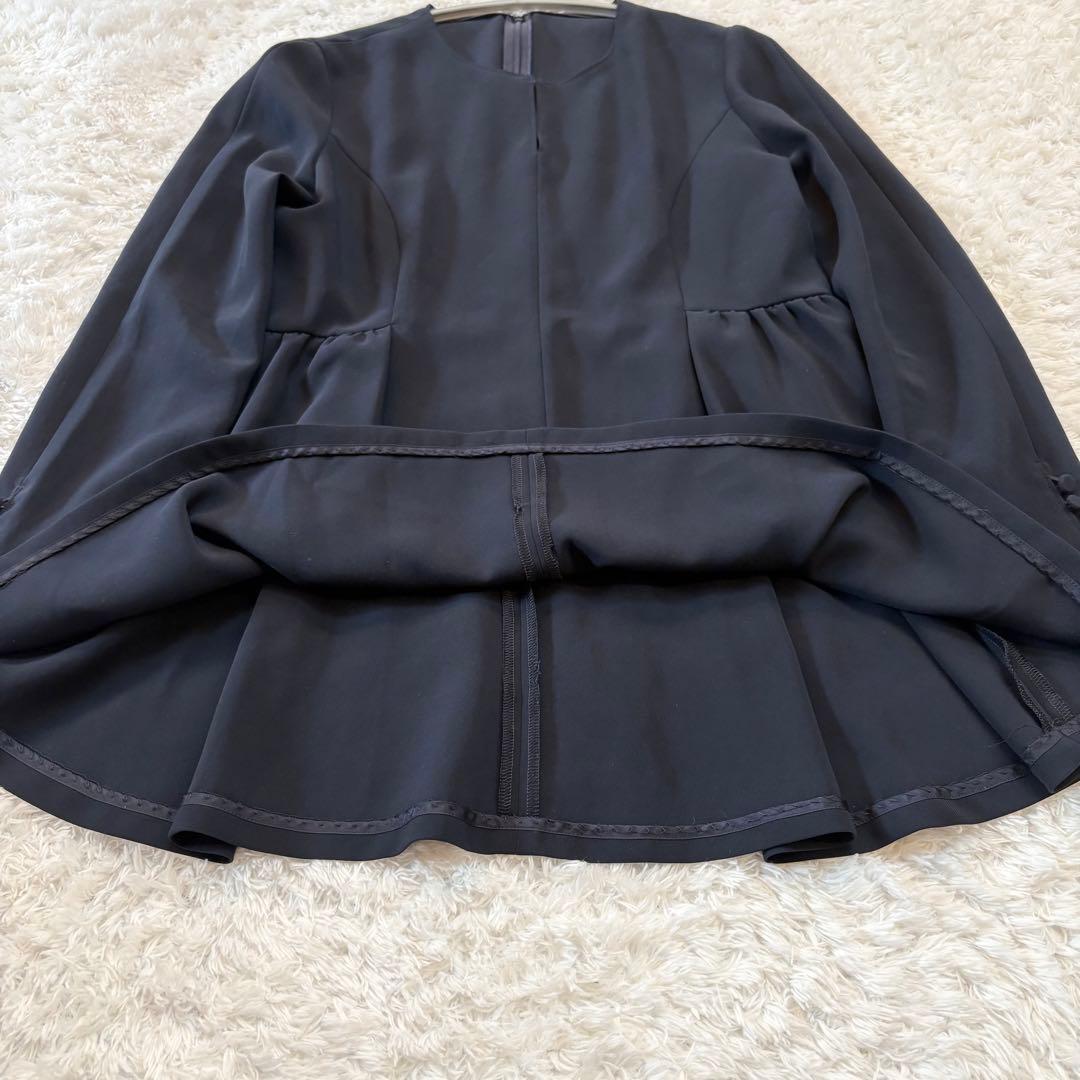 美品♡ANAYI ストレッチクロスペプラム ブラウス ネイビー M