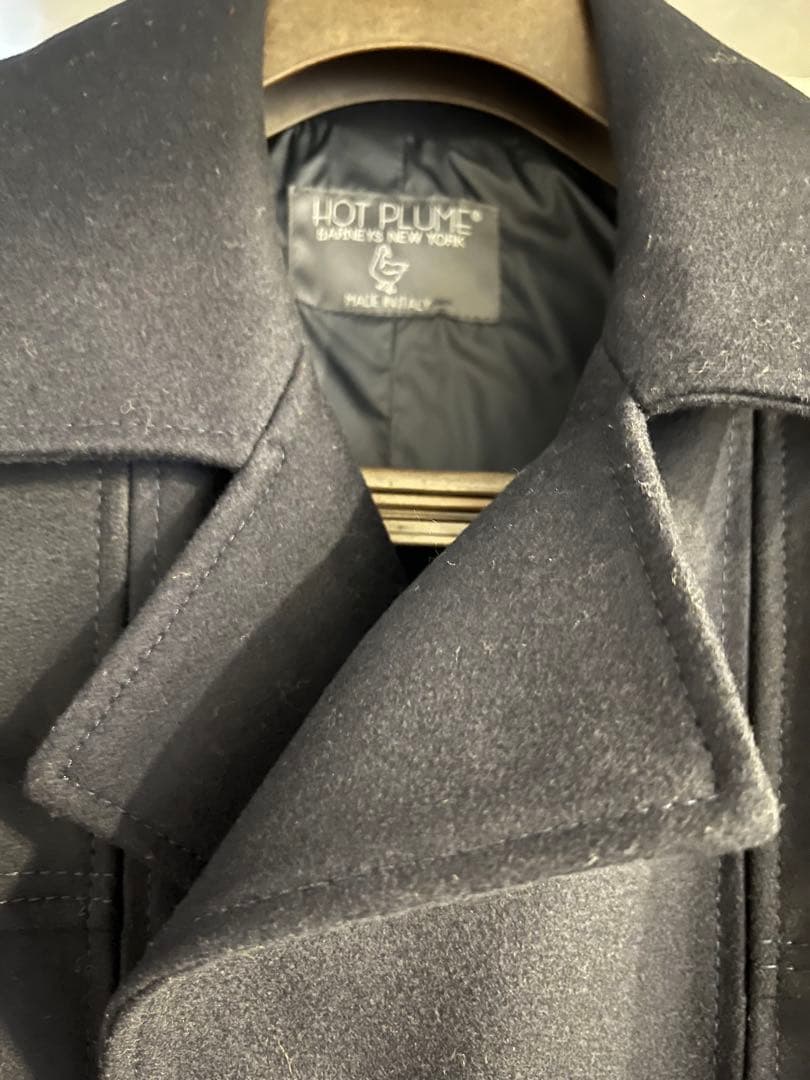 定価10万超バーニーズニューヨーク イタリア製 ウールダウンコート ネイビー L