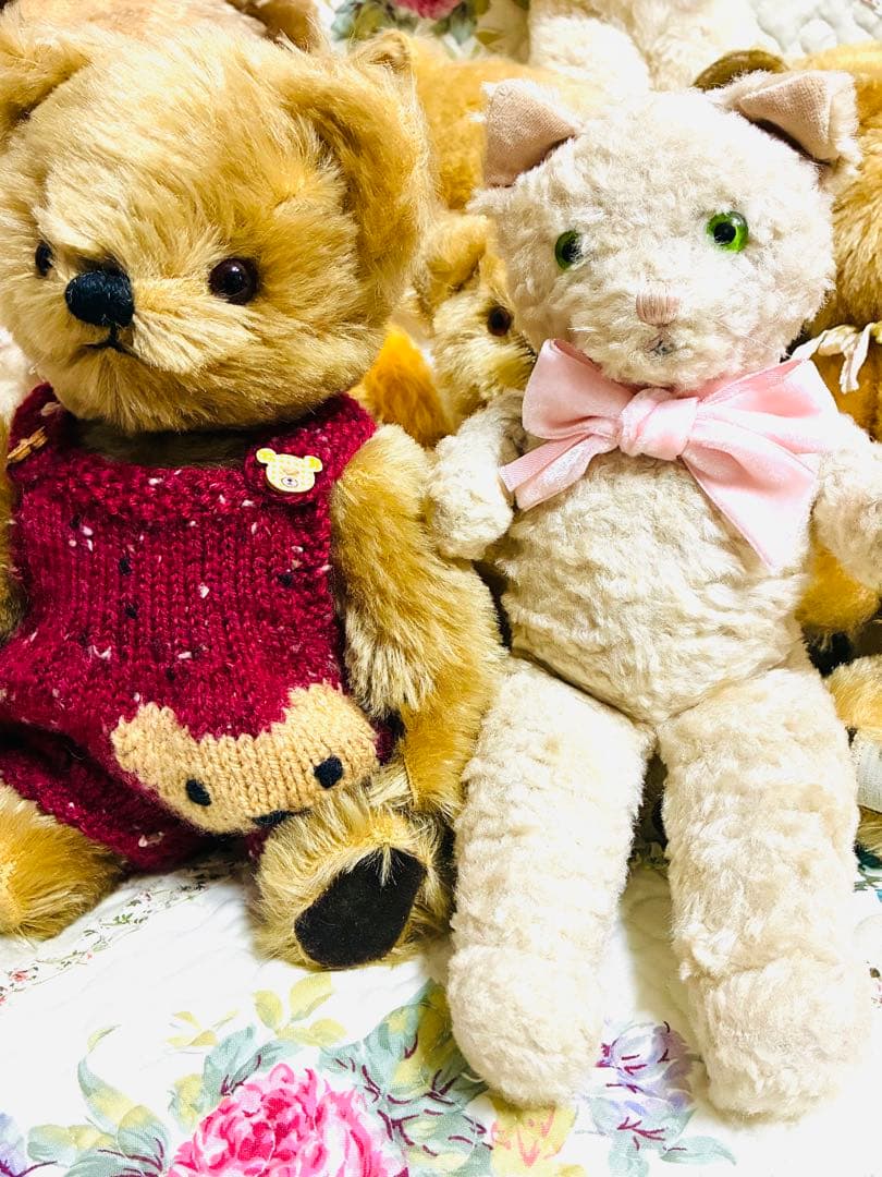 アンティーク 白猫ちゃん ぬいぐるみ