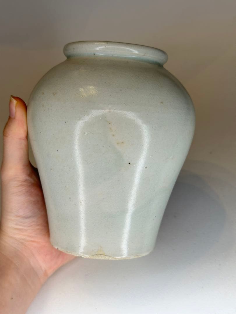 中国　李朝　白瓷罐　壺　骨董品　古陶磁　中国古美術　李朝陶磁