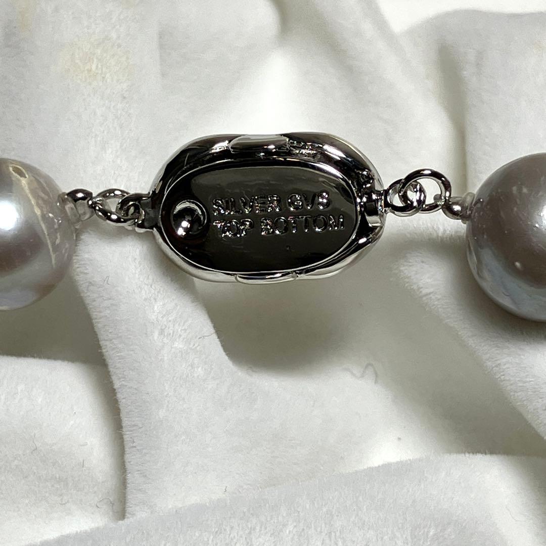 大粒✨ 本真珠 パール ネックレス ライトグレー 10.0-10.5mm 箱付き