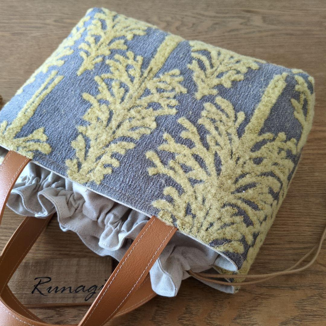 【1568】あおりポケットの巾着バッグ＊ミナペルホネン