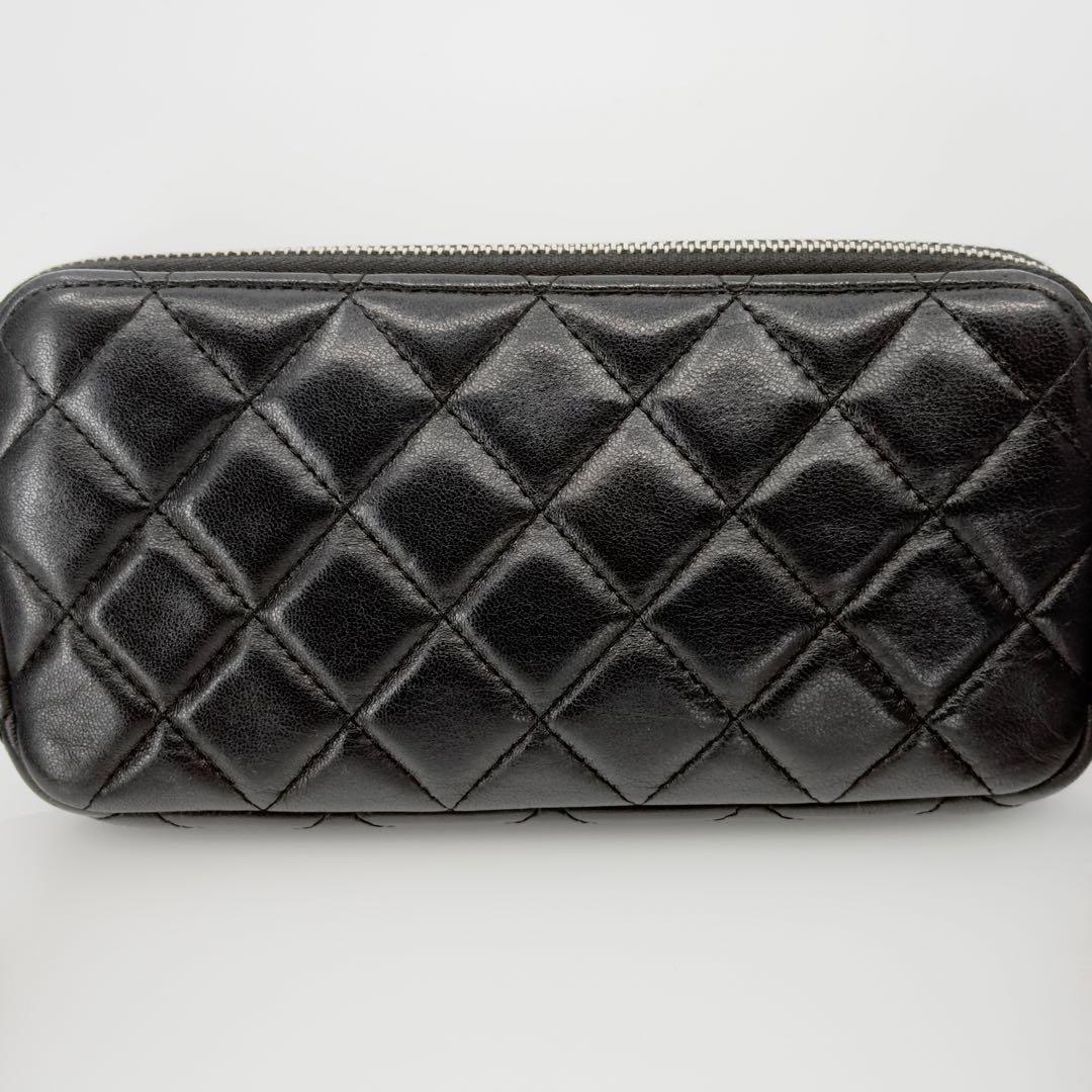 CHANEL シャネル Wファスナー チェーンウォレット マトラッセ ラムスキン