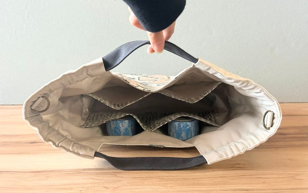 ミナペルホネンハンドメイドシャーリングバッグ（フォローウイングデイ、ホワイト）