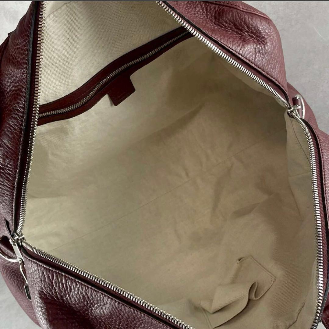 【美品 現行】グッチ ボストンバッグ 2way ソーホー エンボス ロゴ レザー