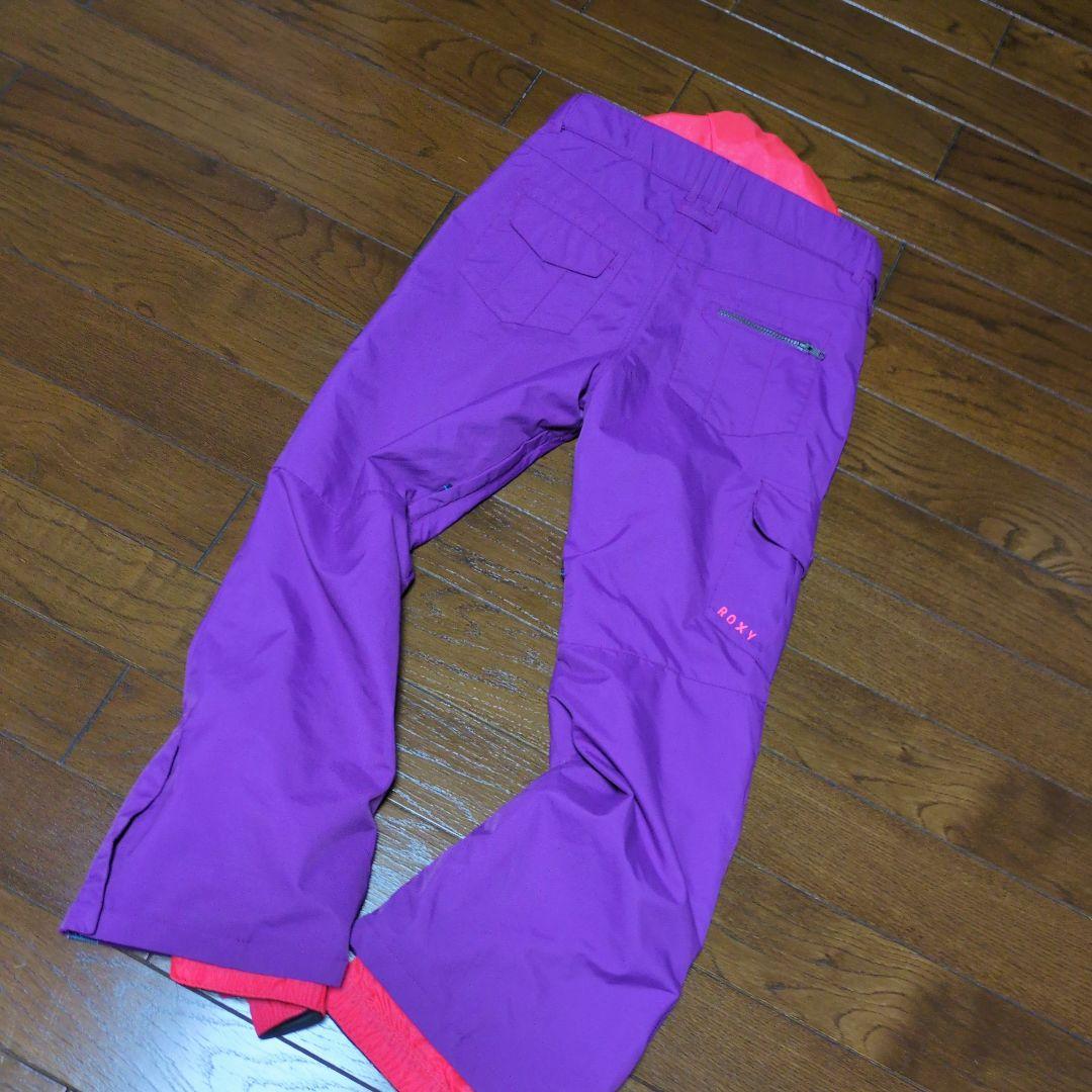 【美品】ROXY　スノボウェア　上下セット　Ｓ　総柄　　カラフル　ロゴ　パープル