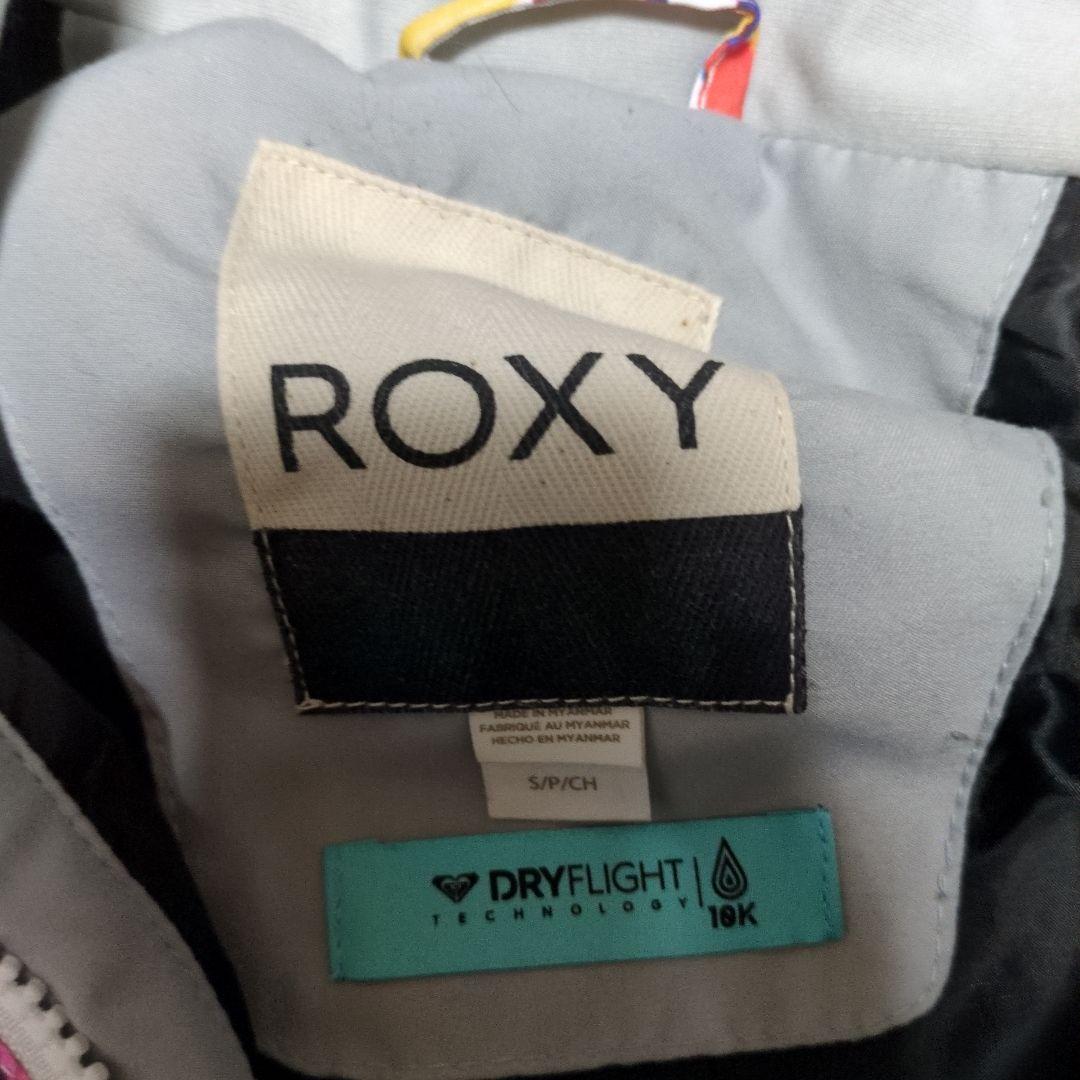 【美品】ROXY　スノボウェア　上下セット　Ｓ　総柄　　カラフル　ロゴ　パープル