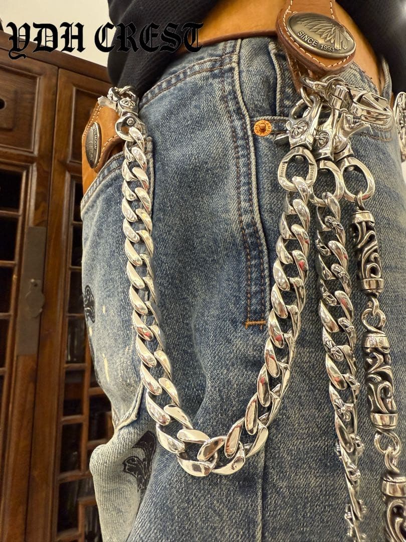 ★ZKWCN40　ウォレットチェーン　重厚クロスチームチェーン40cm　刻印有り