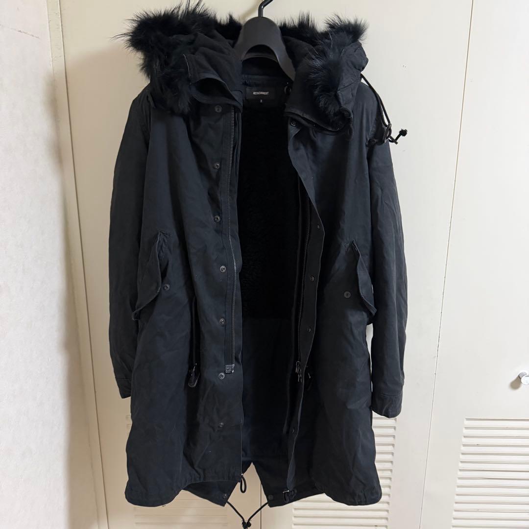 アタッチメント モッズコート ブラック サイズ2