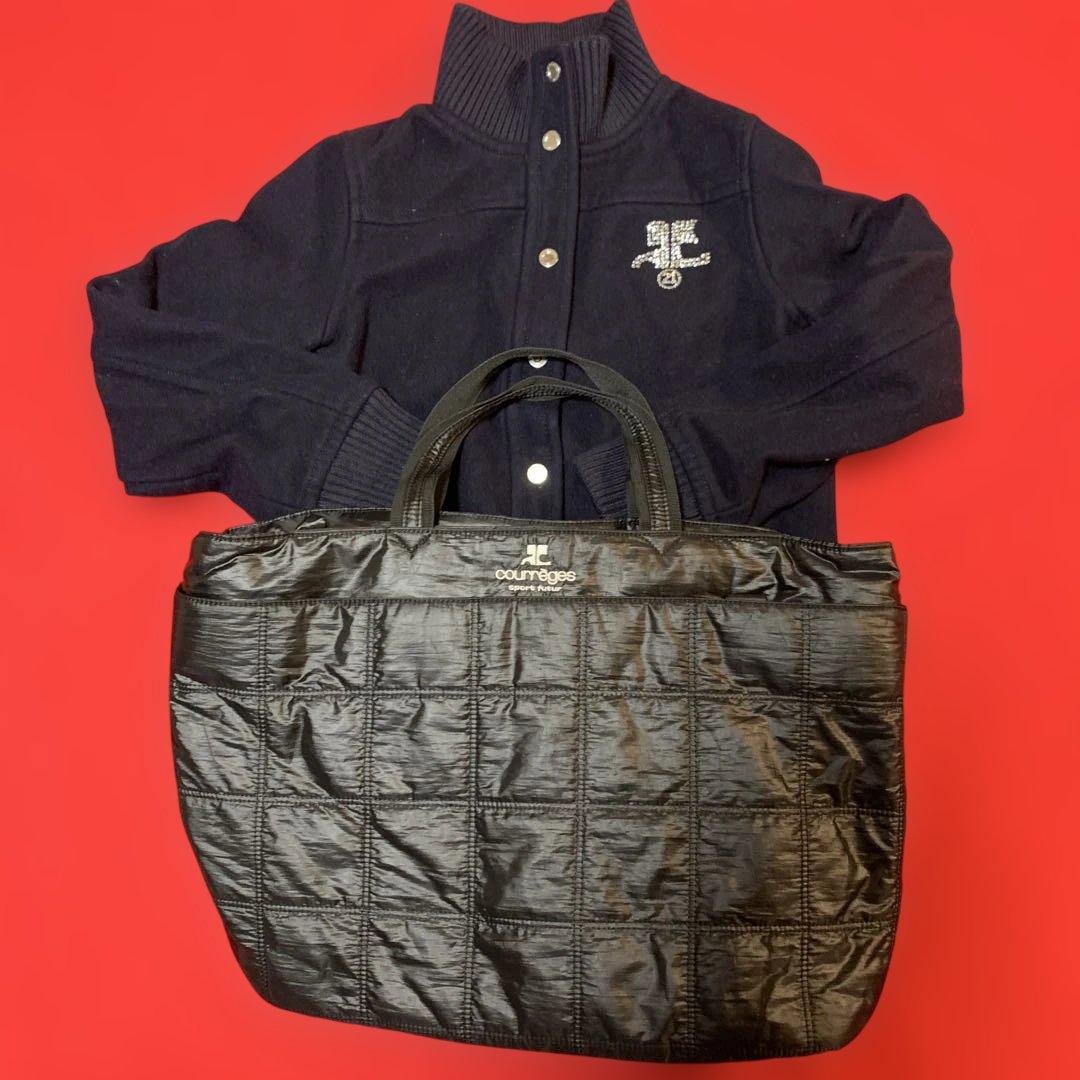 courreges 21 ヴィンテージスタジャンブラックサイズ40 &バッグ付き