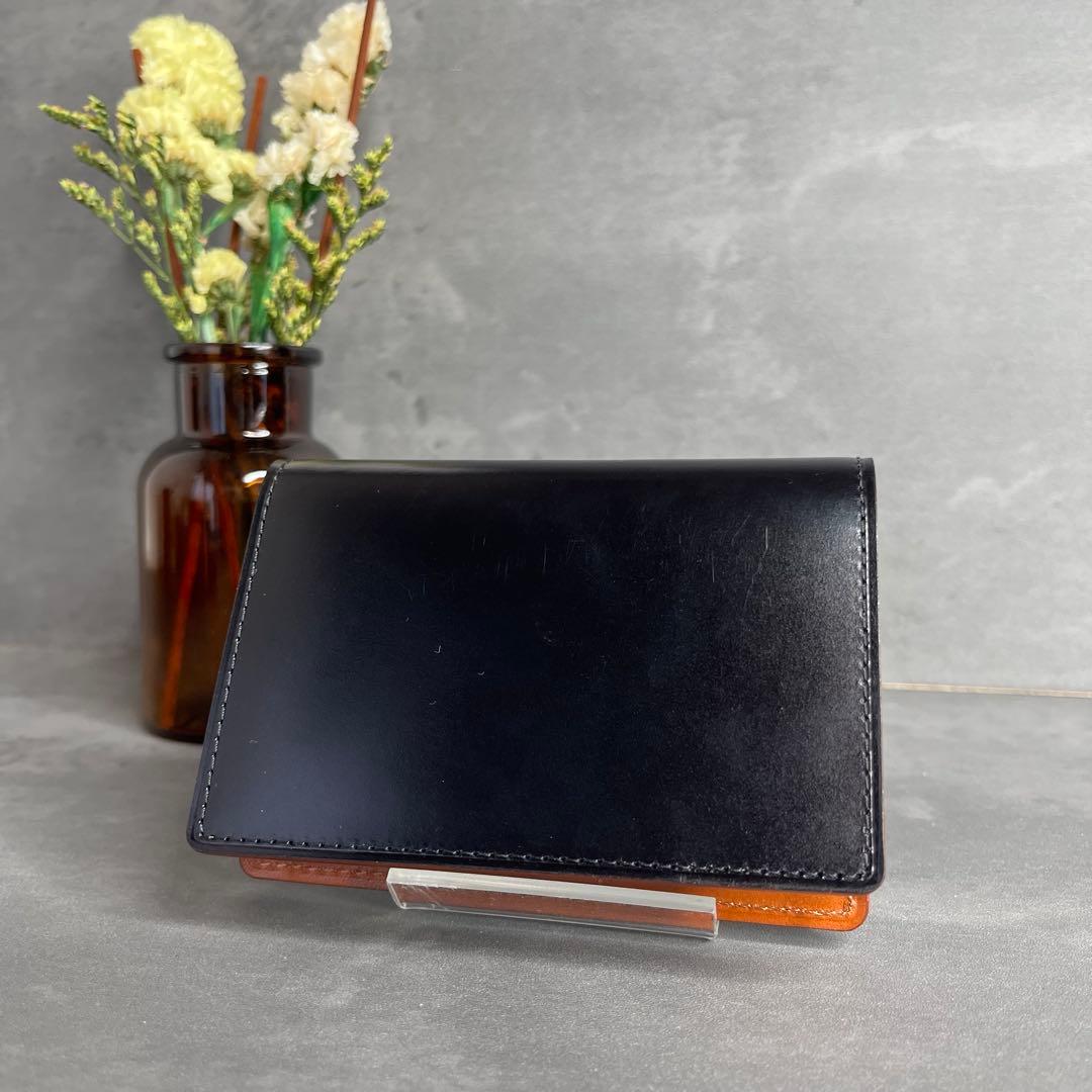 【極美品】土屋鞄 コードバン 名刺入れ ブラック V字マチ 大容量 カードケース