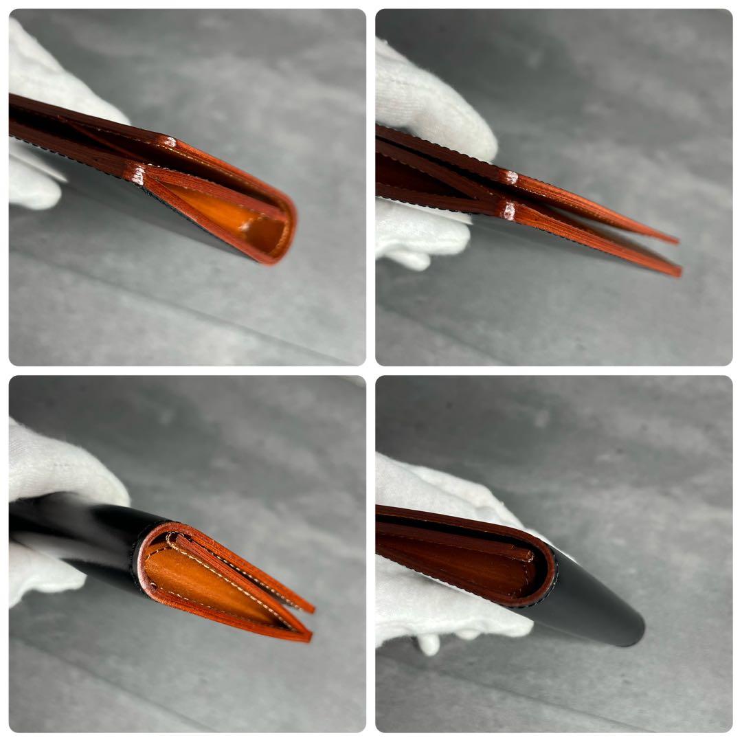 【極美品】土屋鞄 コードバン 名刺入れ ブラック V字マチ 大容量 カードケース