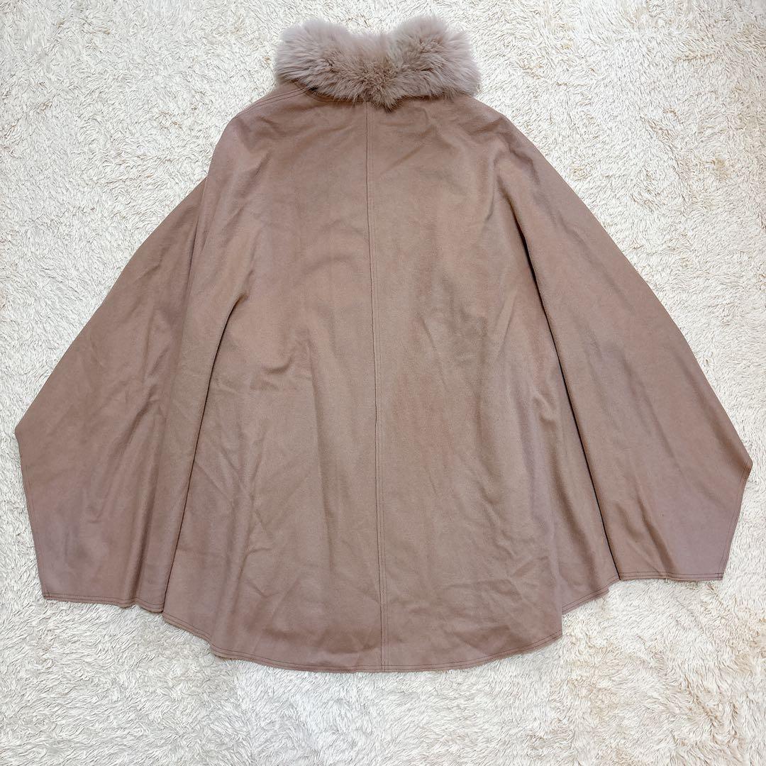 【入手困難】ランバン ポンチョ フォックスファー リボン ベージュ ウール