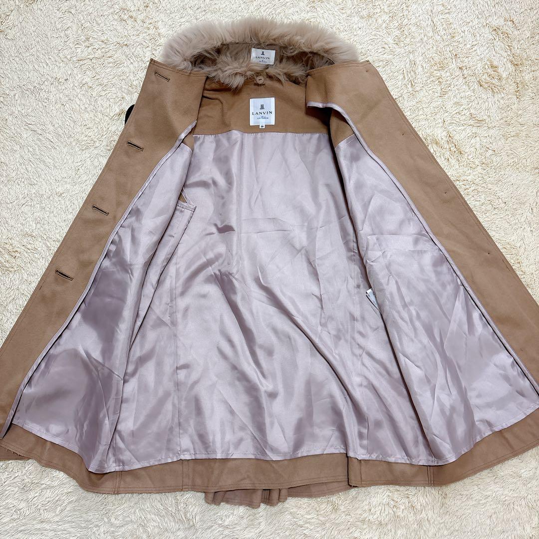 【入手困難】ランバン ポンチョ フォックスファー リボン ベージュ ウール