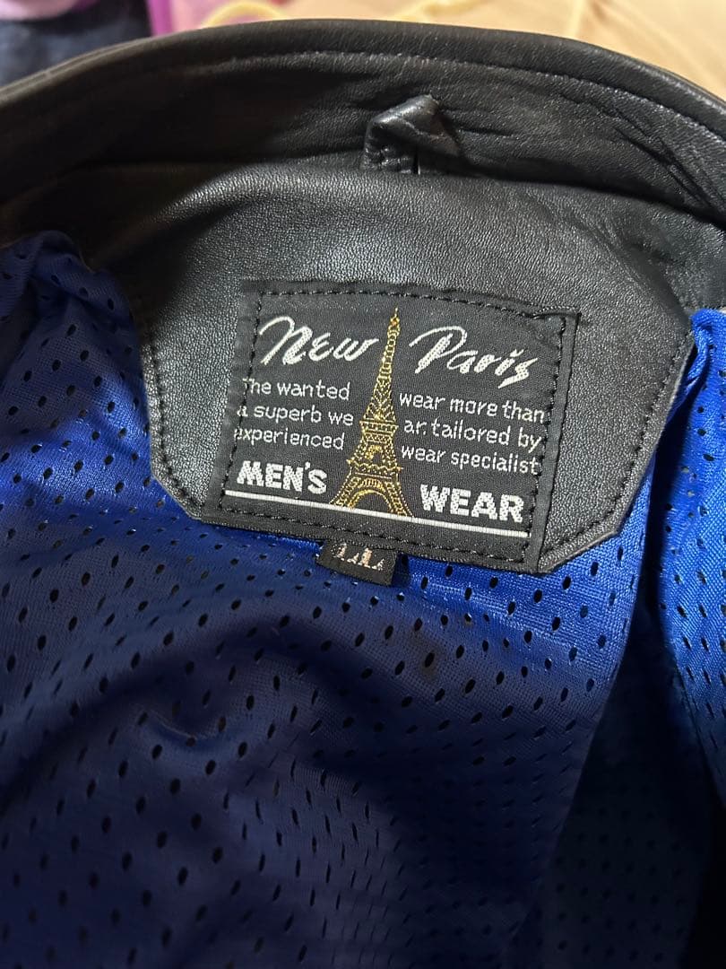 ブラックレザー バイクツナギ　膝パッド付き 革ツナギ レザースーツ 黒　美品