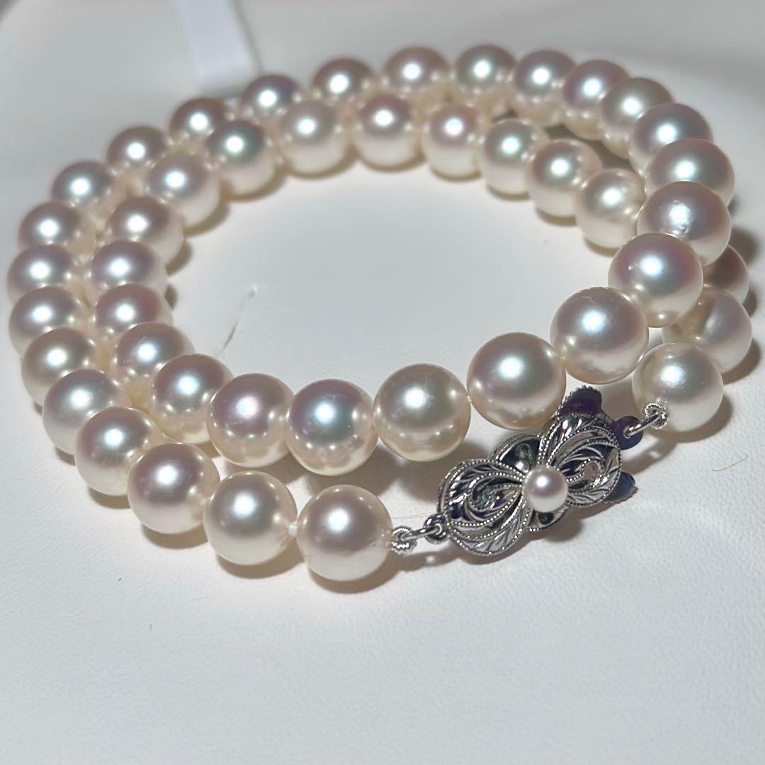 正規糸替◎ミキモト アコヤパール ネックレス K14WG 大珠　38cm 真珠