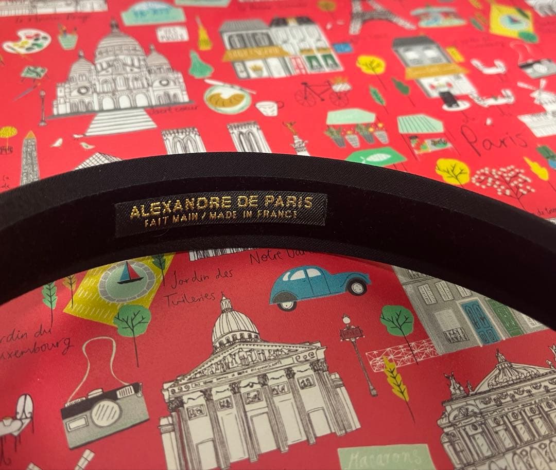 ばななALEXANDRE DE PARIS サテン カチューシャ ブラック