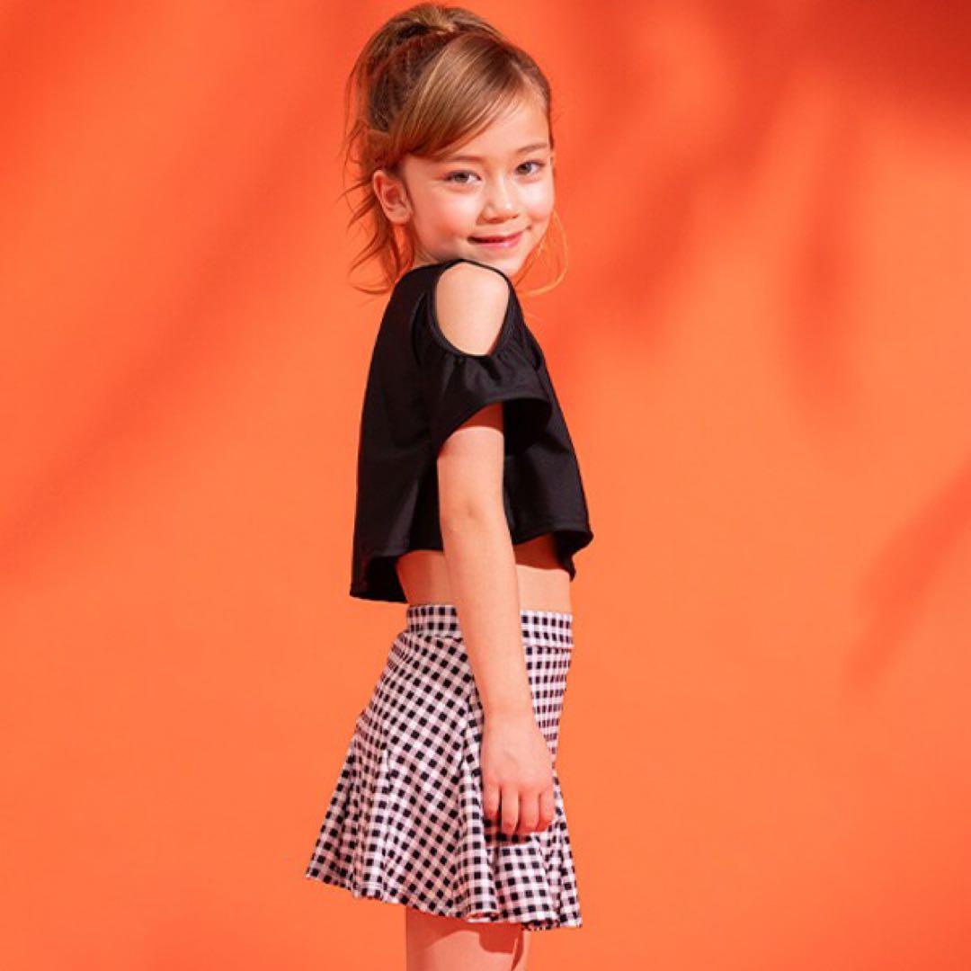 新品katespadeケイトスペードギンガムスイムウェアS110-120cm水着