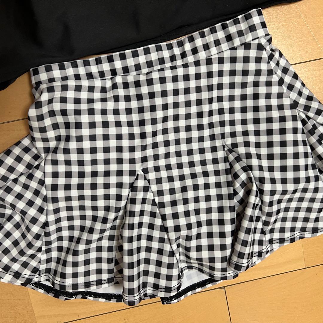 新品katespadeケイトスペードギンガムスイムウェアS110-120cm水着