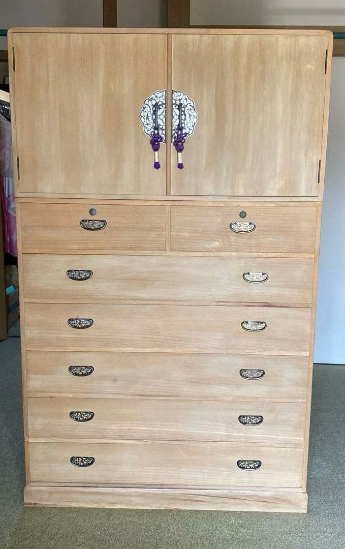 桐ダンス　桐箪笥　昭和　カバー付き　桐タンス