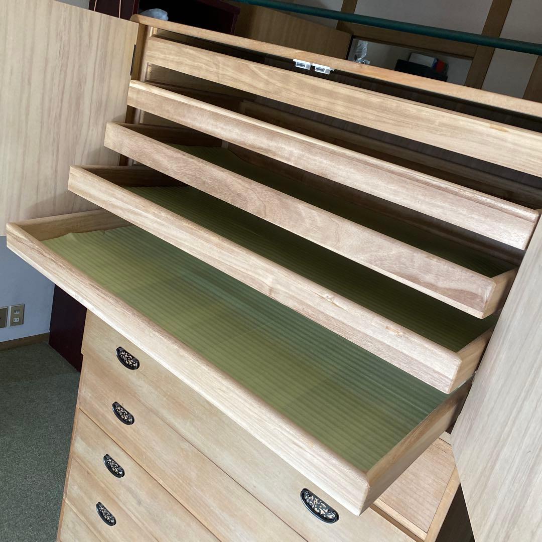 桐ダンス　桐箪笥　昭和　カバー付き　桐タンス