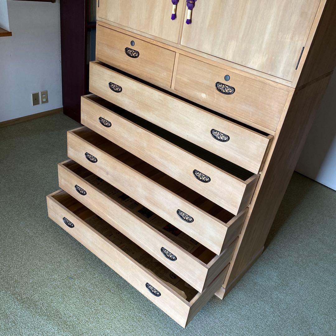 桐ダンス　桐箪笥　昭和　カバー付き　桐タンス