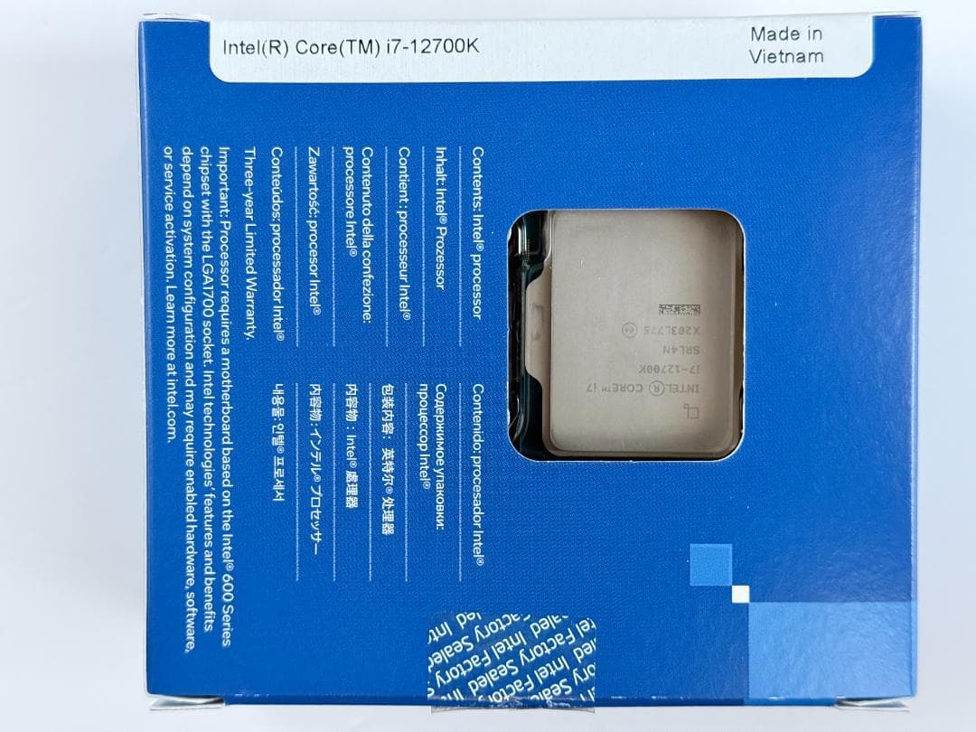 Intel Core i7 12700K BOX 動作確認済み