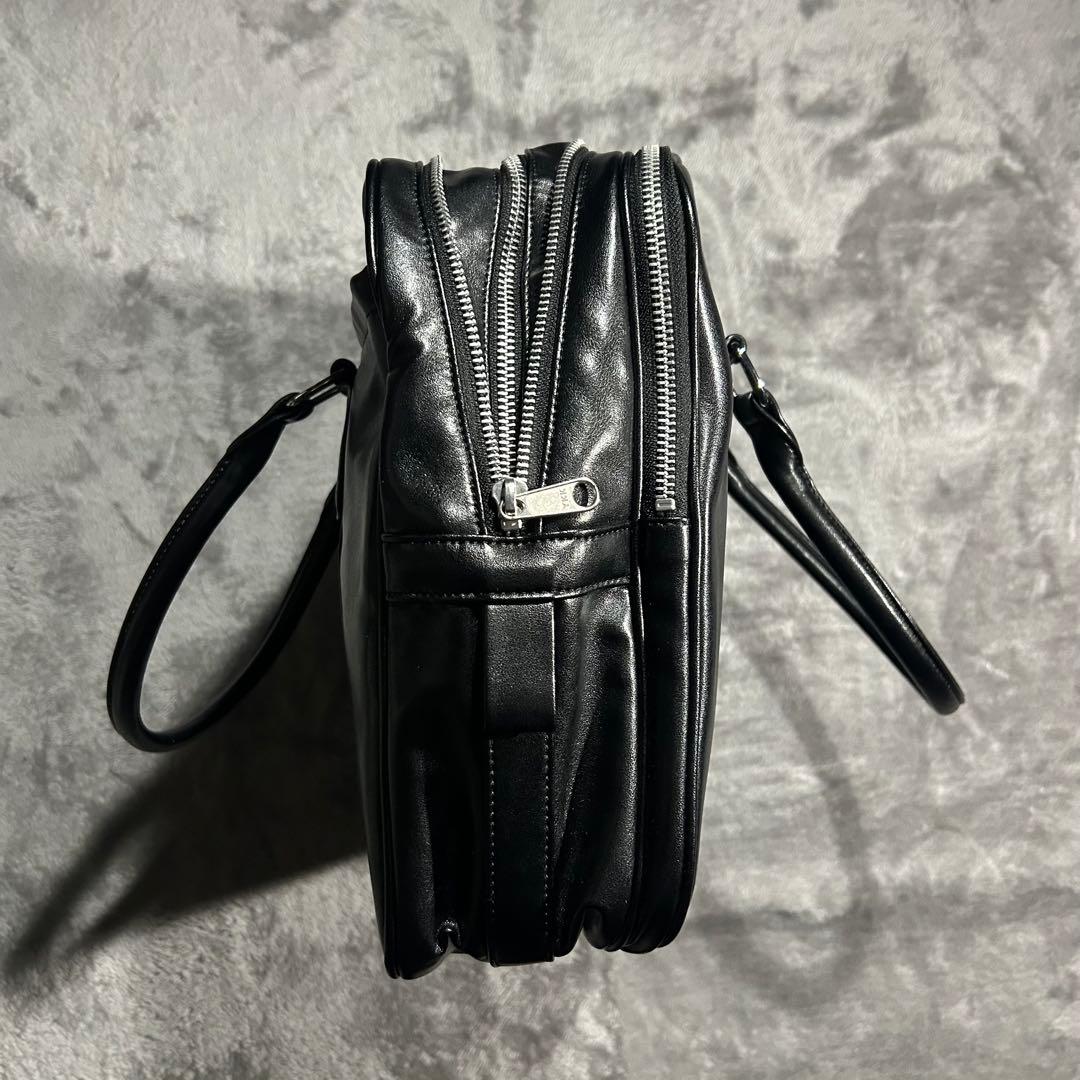 ギャルソン フェイクレザーハンドバッグ スクール ブリーフ 青山 黒