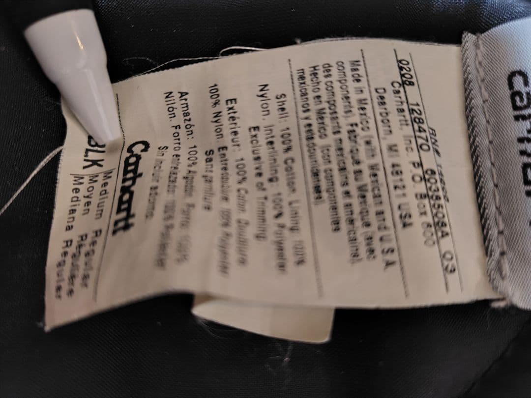 Carhartt クロスボーン刺繍 ブラックベスト　ダック生地裏地キルティング