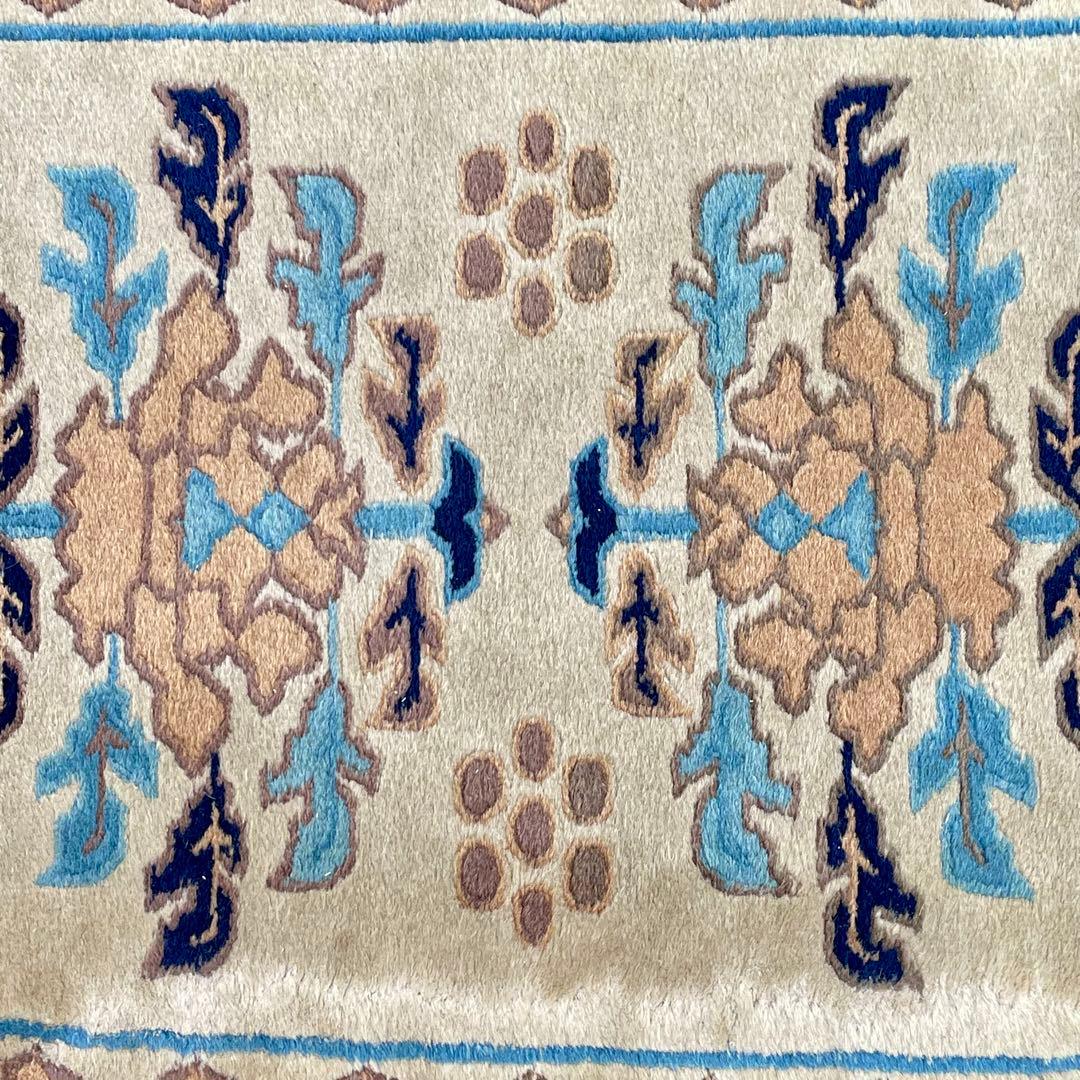 ヴィンテージ 中国段通 ウール ラグ 玄関マット カーペット 花柄