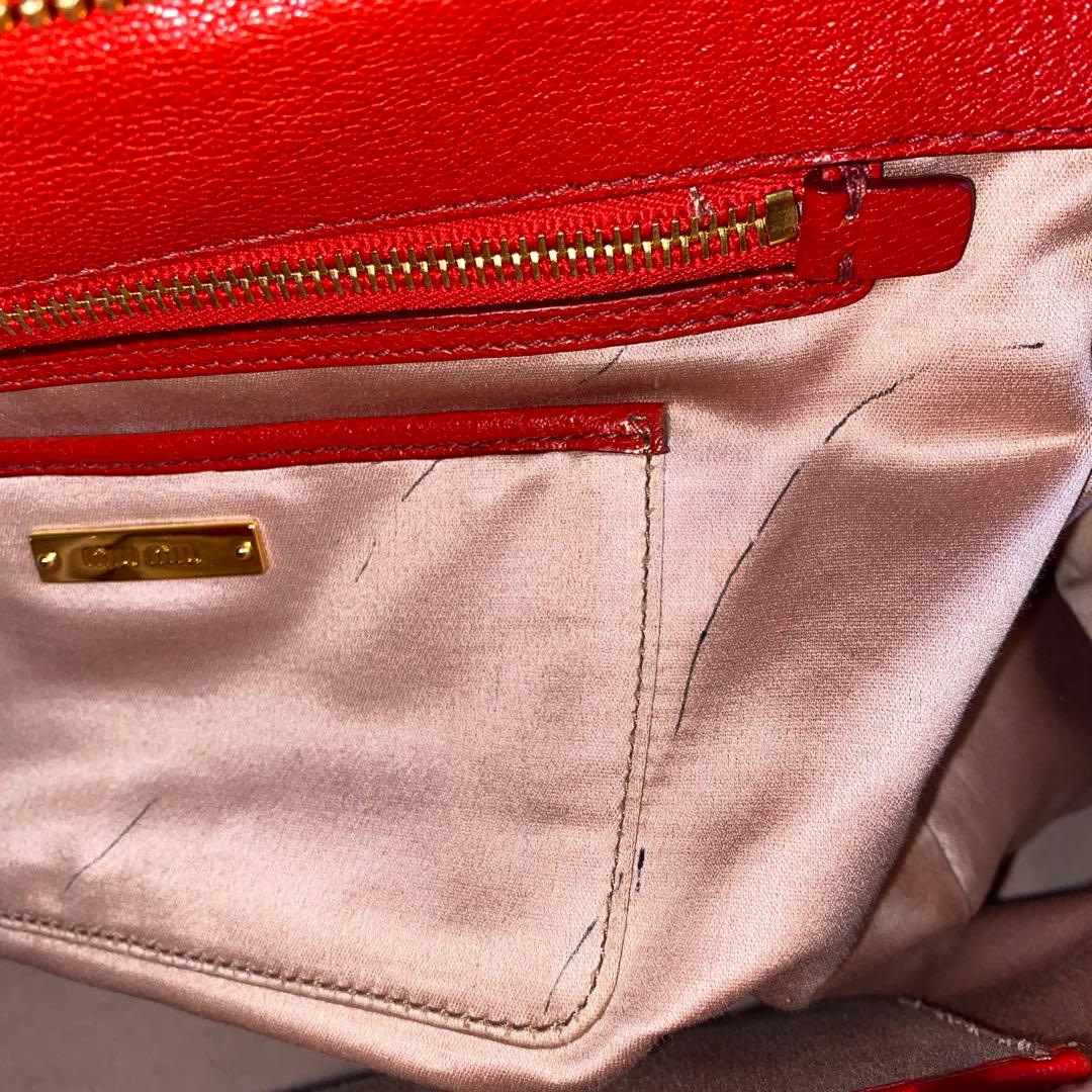 MIU MIU 赤 レザー ハンドバッグ ショルダー2Way