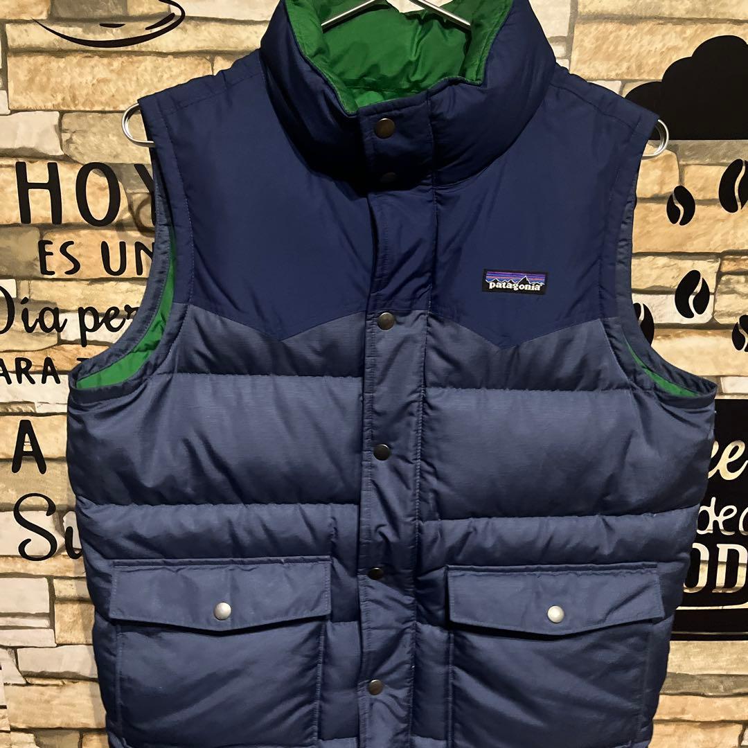 最終値下げpatagonia ダウンベスト ネイビー/グリーン