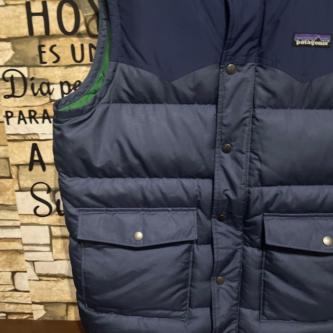 最終値下げpatagonia ダウンベスト ネイビー/グリーン