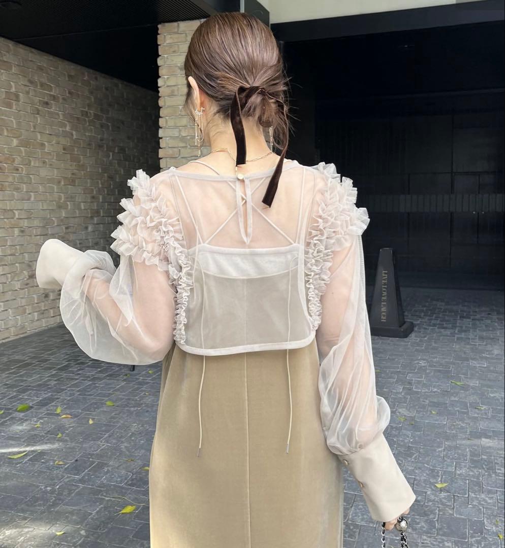 【CAPRICIEUX LE'MAGE】チュールフリルベロアワンピース