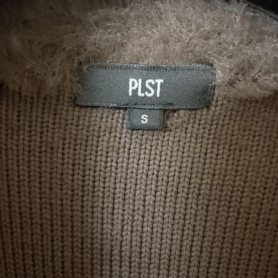 美品　PLST フェザーヤーンニットコート　ブラウン　S