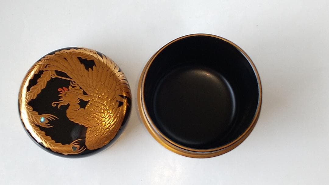 吉田華正 作 鳳凰蒔絵 大棗 螺鈿細工 共箱 共布 栞 漆器 棗 茶道具 新品