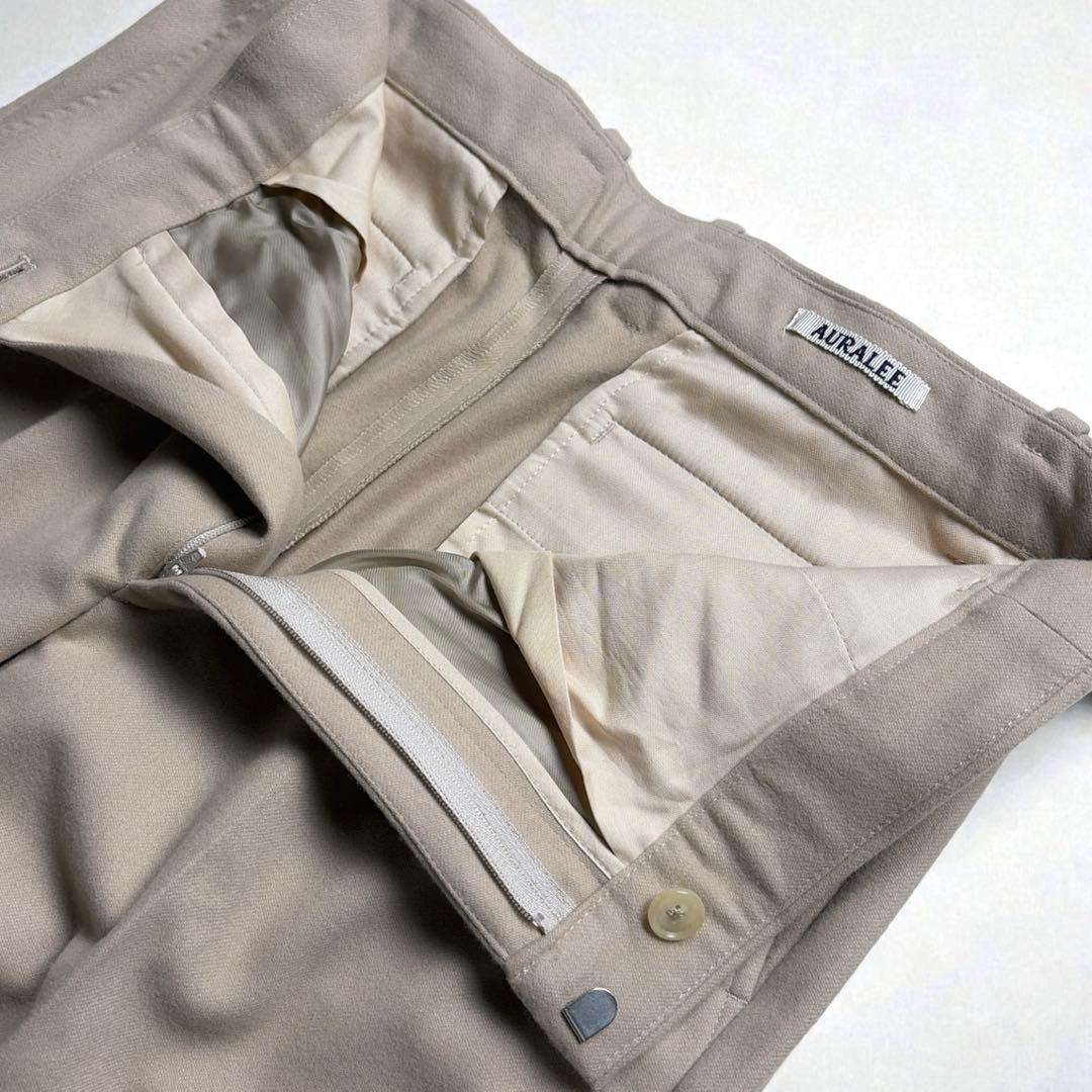 オーラリー ビーバーメルトンパンツ 4 キャメル ウール スラックス A7A