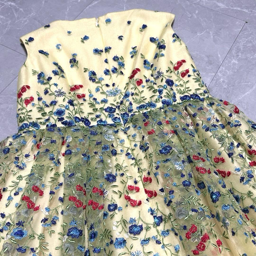 【fine】バンビーニ ドレス ワンピース 花柄 刺繍 黄色 ノースリーブ