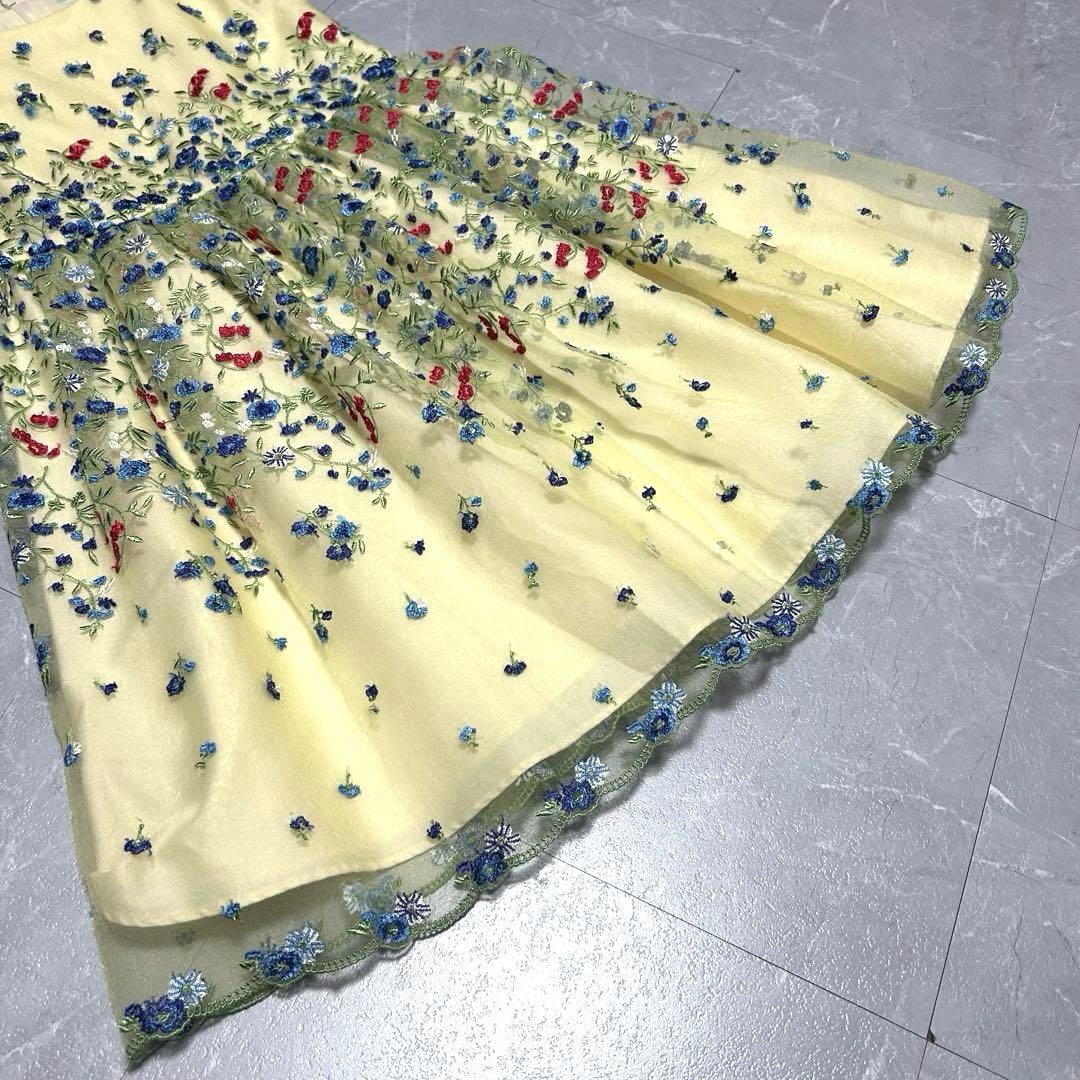 【fine】バンビーニ ドレス ワンピース 花柄 刺繍 黄色 ノースリーブ