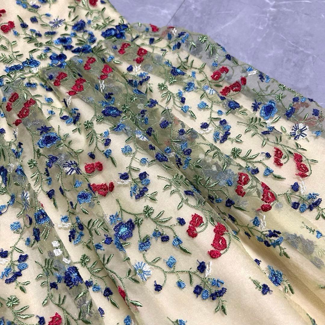 【fine】バンビーニ ドレス ワンピース 花柄 刺繍 黄色 ノースリーブ