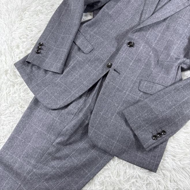 【イタリア生地】美品 スーツセレクト カノニコ スーツ ウィンドーペン AB7