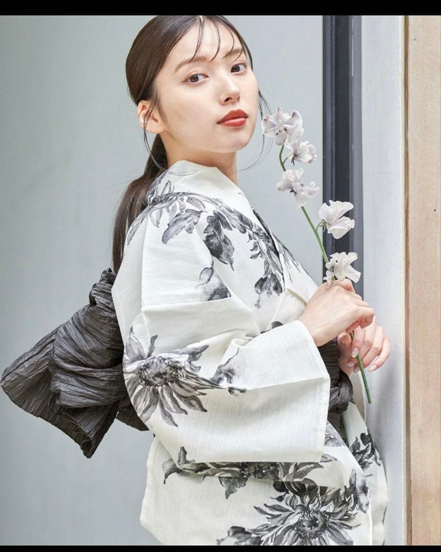 Dita 夏色の向日葵しらべ(墨色) 浴衣 帯 着付けマニュアル セット