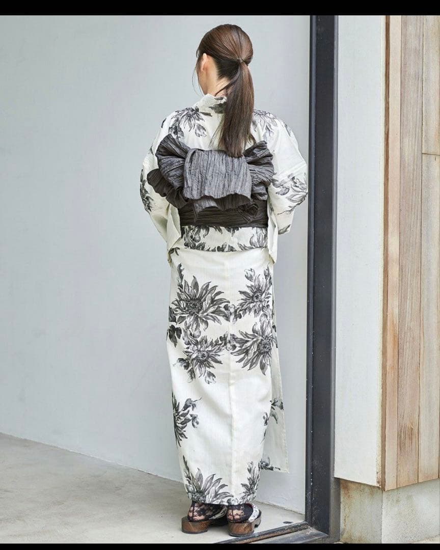 Dita 夏色の向日葵しらべ(墨色) 浴衣 帯 着付けマニュアル セット