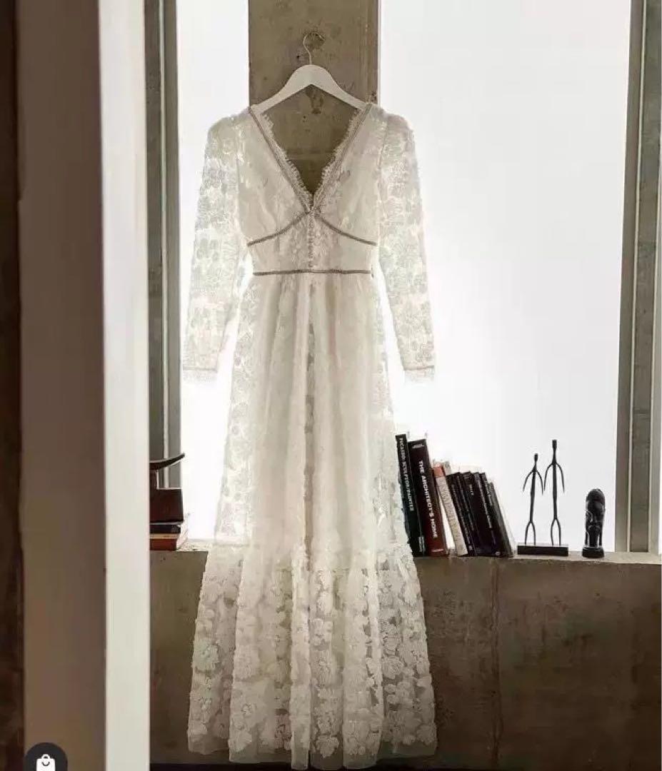 セルフポートレイト　ホワイトレースマキシドレス