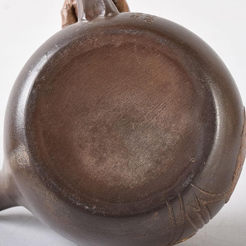 煎茶道具　秋田焼　奥田道遊造　からくり　蛙急須　だるま湯呑　3点　M　7679