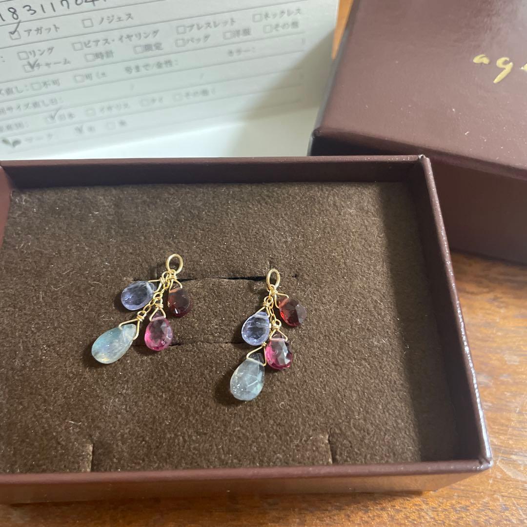 新品 アガット agete チャーム　アイオライト　ガーネット ラブラドライト