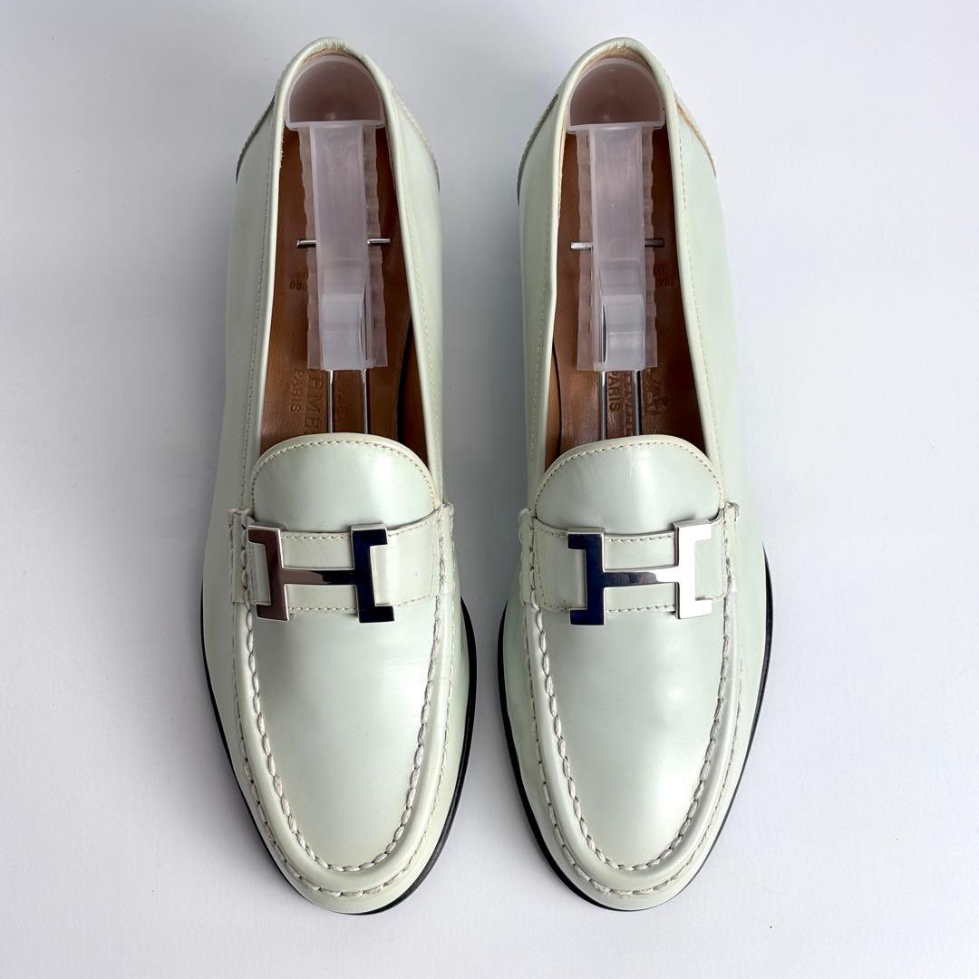 HERMES エルメス コンスタンス ローファー ライトグリーン 37 23.5